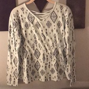 Aztec print brown and light blue long sleeve